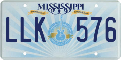 MS license plate LLK576