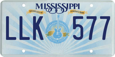 MS license plate LLK577