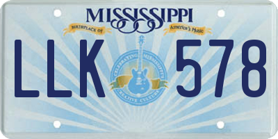 MS license plate LLK578