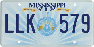 MS license plate LLK579