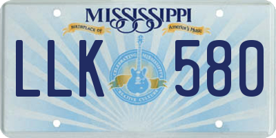 MS license plate LLK580