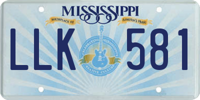 MS license plate LLK581