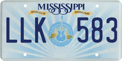 MS license plate LLK583