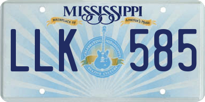MS license plate LLK585