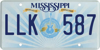 MS license plate LLK587