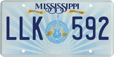 MS license plate LLK592