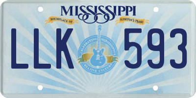 MS license plate LLK593