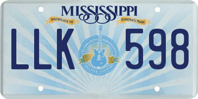 MS license plate LLK598