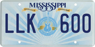 MS license plate LLK600