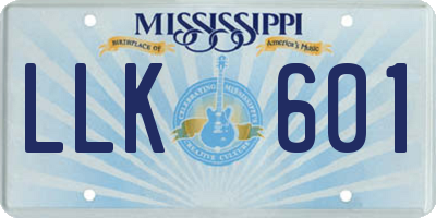 MS license plate LLK601