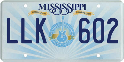 MS license plate LLK602