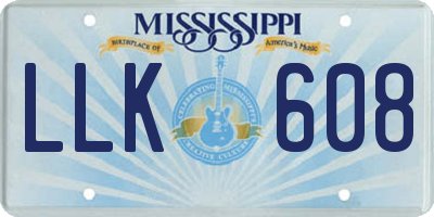 MS license plate LLK608
