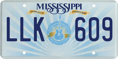 MS license plate LLK609