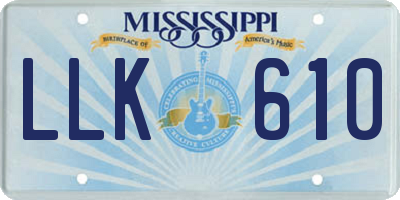 MS license plate LLK610