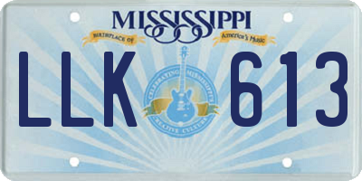 MS license plate LLK613