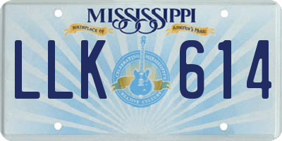 MS license plate LLK614
