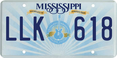 MS license plate LLK618