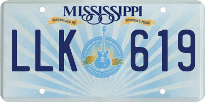 MS license plate LLK619