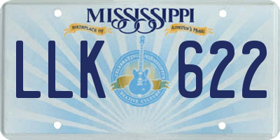 MS license plate LLK622