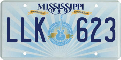 MS license plate LLK623