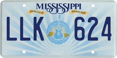 MS license plate LLK624
