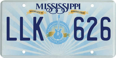 MS license plate LLK626
