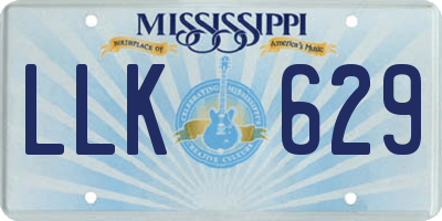MS license plate LLK629