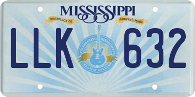 MS license plate LLK632