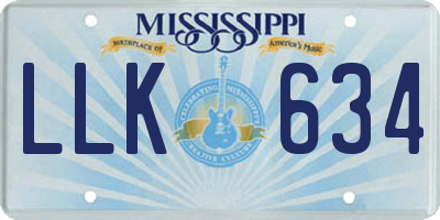 MS license plate LLK634