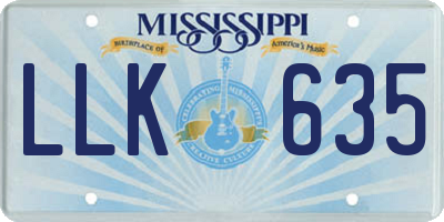 MS license plate LLK635