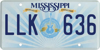 MS license plate LLK636