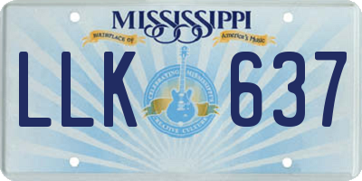 MS license plate LLK637