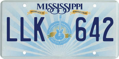 MS license plate LLK642