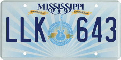 MS license plate LLK643