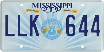 MS license plate LLK644