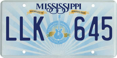 MS license plate LLK645