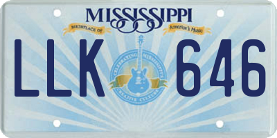 MS license plate LLK646