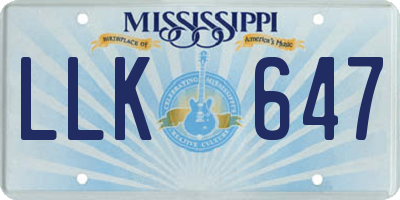 MS license plate LLK647