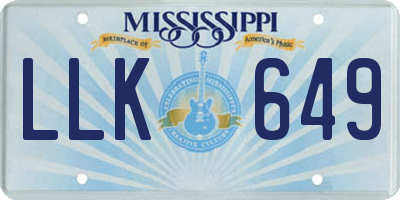 MS license plate LLK649