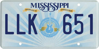 MS license plate LLK651