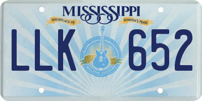 MS license plate LLK652