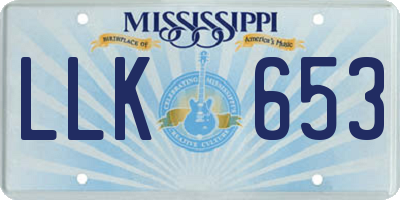 MS license plate LLK653