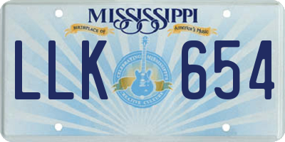 MS license plate LLK654