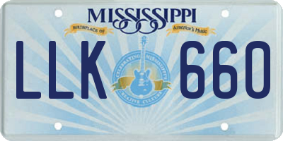 MS license plate LLK660