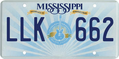 MS license plate LLK662