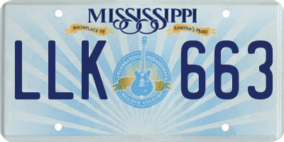 MS license plate LLK663