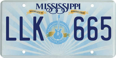 MS license plate LLK665