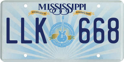 MS license plate LLK668