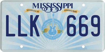 MS license plate LLK669