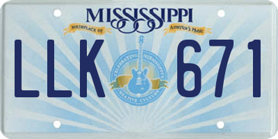 MS license plate LLK671